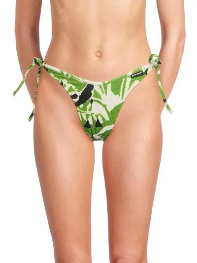 Palm Angels Women's Hibiscus Print Bikini Bottom In Green