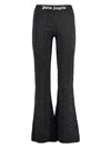 Palm Angels Sequined Logo Flared Trousers In Black