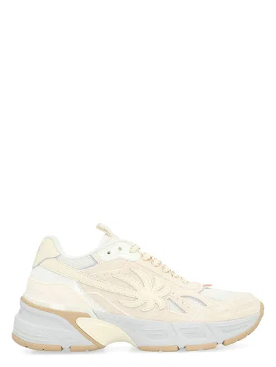 PALM ANGELS WOMEN'S LEATHER AND FABRIC LOW-TOP SNEAKERS
