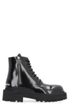 Palm Angels Black Leather Ankle Boots In Black