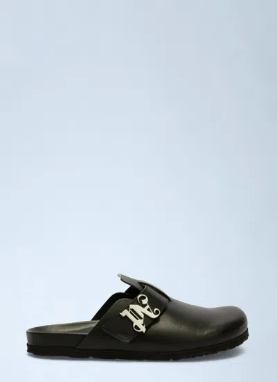 Palm Angels Women Leather Mules In Black