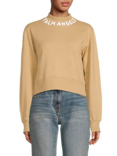 Palm Angels Women's Logo Cotton Sweatshirt In Brown
