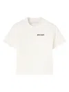Palm Angels White Fitted Crewneck T-shirt With Emboridered Logo In White