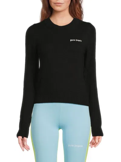 Palm Angels Women's Logo Merino Wool-blend Sweater In Black