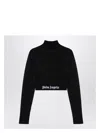 Palm Angels Crop Top In Black Viscose Blend
