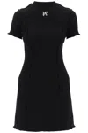 Palm Angels Monogram Ribbed Dress With Frayed Edges In Black