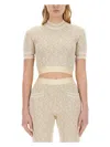 Palm Angels Monogram Cropped Top In Neutral