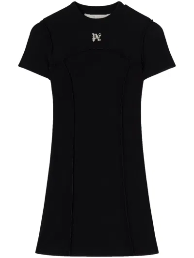 Palm Angels Women Monogram Mini Dress In Black