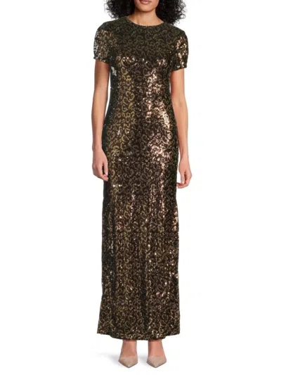 Palm Angels Women's Open-back Sequin Gown In Brown