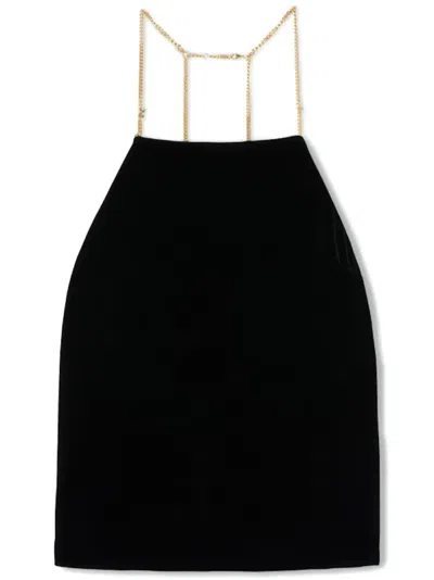 Pre-owned Palm Angels Women's  Chain Velvet Top In Black