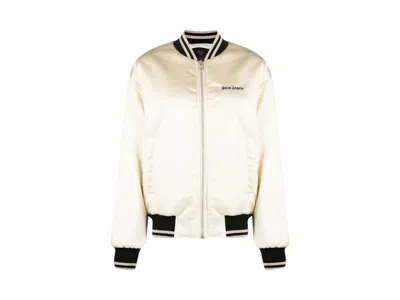 Pre-owned Palm Angels Women's  Classic Logo Bomber Jacket In White