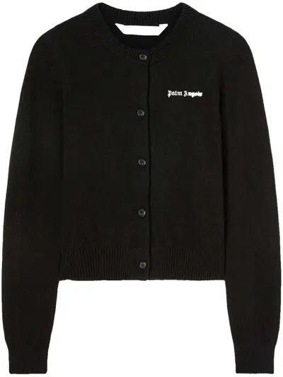 Pre-owned Palm Angels Women's  Classic Logo Fitted Cardigan In Black/white