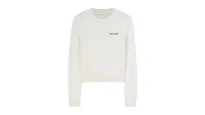 Pre-owned Palm Angels Women's  Classic Logo Knit Sweater In White