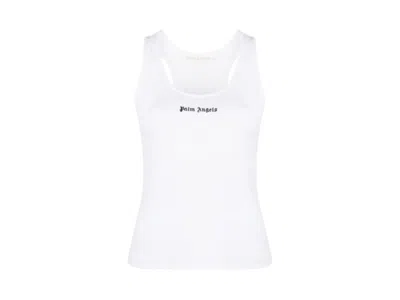 Pre-owned Palm Angels Women's  Classic Logo Rib Tank Top In White