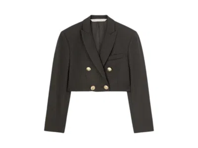 Pre-owned Palm Angels Women's  Cropped Boyfriend Blazer In Black