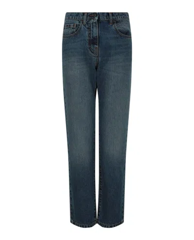 Pre-owned Palm Angels Women's  Intarsia Regular Fit Jeans In Blue