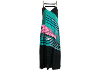 Pre-owned Palm Angels Women's  Miami Graphic Print Midi Dress