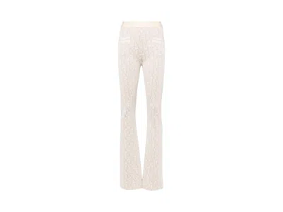Pre-owned Palm Angels Women's  Monogram Jacquard Knit Pants In Beige