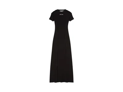 Pre-owned Palm Angels Women's  Open Back Logo Rib Dress In Black