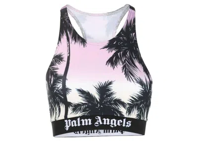 Pre-owned Palm Angels Women's  Palm Tree Print Crop Top In Pink