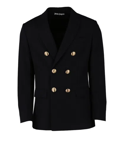 Pre-owned Palm Angels Women's  Palm Treeembroidered Blazer In Navy/blue