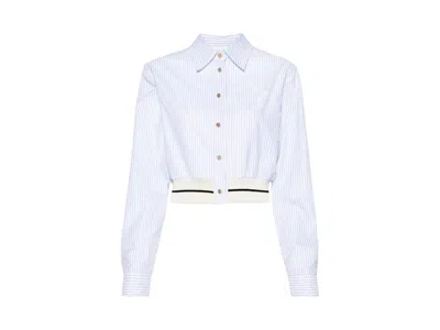Pre-owned Palm Angels Women's  Palms Stripes Crop Shirt In Blue