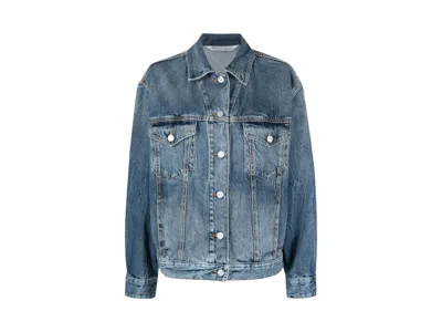 Pre-owned Palm Angels Women's  Palms Sunrise Denim Jkt Over Shirt In Blue