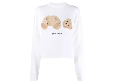 Pre-owned Palm Angels Women's  Teddy Bearprint Hoodie In White