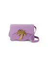 PALM ANGELS WOMEN'S PALM BEACH BAG PM IN LILAC AND GOLD LEATHER