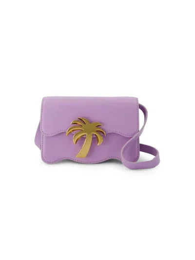 Palm Angels Women's Palm Beach Bag Pm In Lilac And Gold Leather In Purple