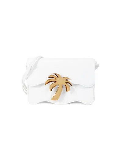 Palm Angels Women's Palm Beach Leather Mini Shoulder Bag In White Gold