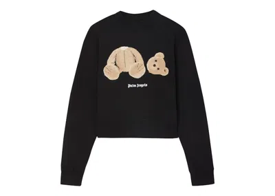 Pre-owned Palm Angels Women's Palm Bear Fitted Crew Sweatshirt In Black/brown