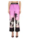 Palm Angels Sunset Palm Print Pajama Pants In Purple