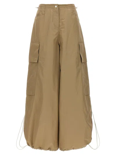 Palm Angels Women Parachute Trousers In Brown