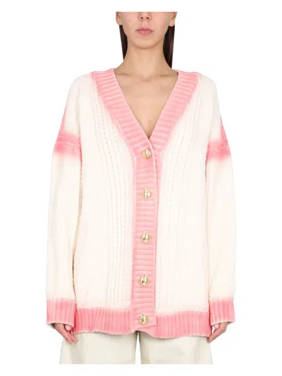 PALM ANGELS WOMEN'S PATENT LEATHER EFFECT PALM CARDIGAN