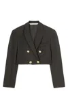 Palm Angels Double-breasted Cropped Blazer With Gold Button Accents