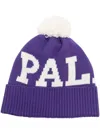 Palm Angels Women's Pompom Beanie Hat In Purple & White In Multi