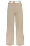 PALM ANGELS WOMEN'S REVERSED WAISTBAND CHINO PANTS IN BEIGE FOR SS23