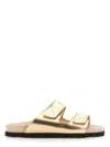 Palm Angels Logo-print Leather Slides In Gold