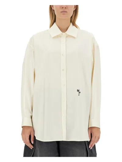 PALM ANGELS WOMEN'S SHIRT WITH EMBROIDERED LOGO