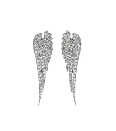 Palm Angels Women Silver Wings Strass Drop Earrings