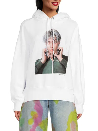 Palm Angels Women's Sims X Palm Graphic Hoodie In White Green