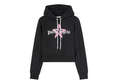 Pre-owned Palm Angels Women's Star Sprayed Hoodie In Black/pink/white In Multi