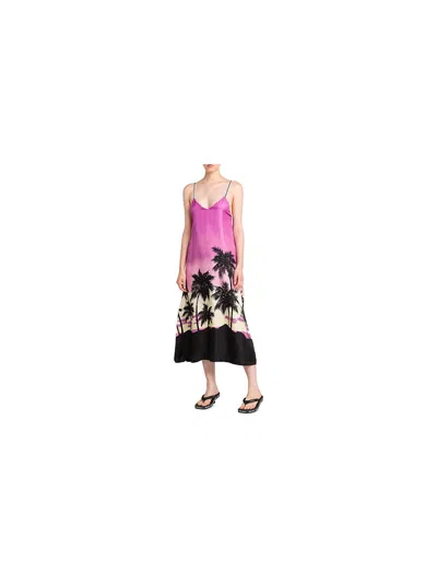 Palm Angels Sunset-print Midi Dress In Purple