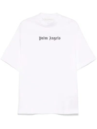 Palm Angels Logo Printed Drop Shoulder T-shirt In White
