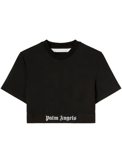 Palm Angels Classic Logo Cropped T-shirt In Black