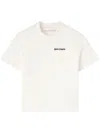 Palm Angels White Fitted Crewneck T-shirt With Emboridered Logo In White