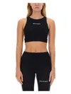Palm Angels Black Training Crop Sport Top In Black