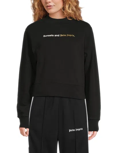 Palm Angels Women's Typographic Cotton Sweatshirt In Black