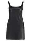 Palm Angels Leather-effect Logo Mini Dress In Black